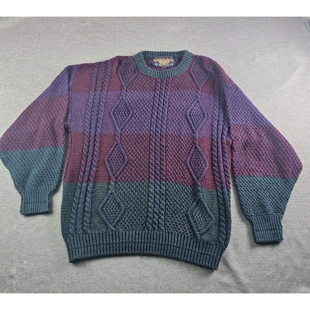 Vintage Chaps Ralph Lauren Sweater Mens Large Crewneck Cable Knit Pullover Usa